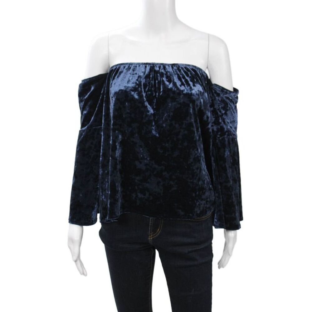 Aum-Couture Women Bohemian Dark Blue Long Sleeve Blouse 100% Poly Size XS